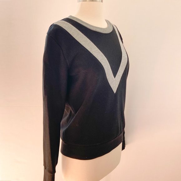 J.CREW Varsity Colorblock Sweatshirt, Black/Grey, S - Picture 3 of 9